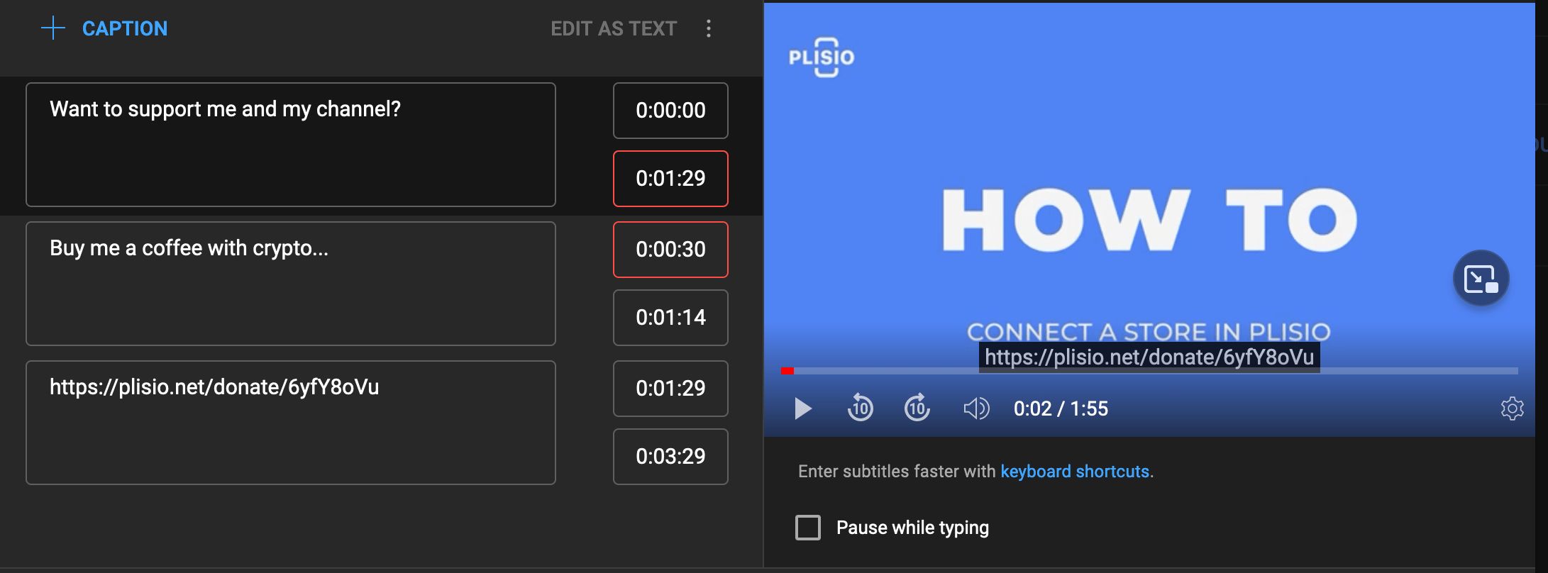 Σελίδα δωρεάς κρυπτογράφησης YouTube