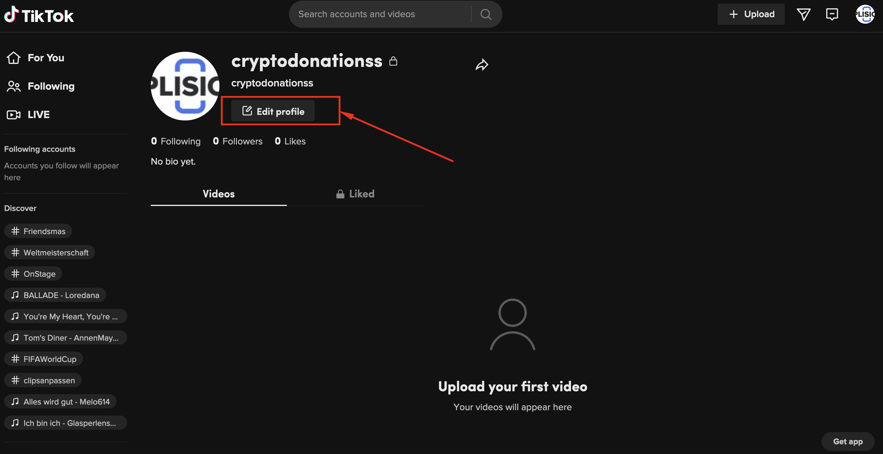 Σελίδα δωρεάς κρυπτονομισμάτων TikTok